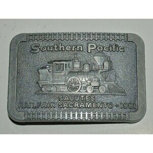 Vintage Southern Pacific Sacramento CA Railroad Train Railfair MINT Belt Buckle